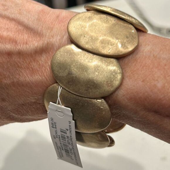 Jones of New York gold hammered stretchy bracelet cuff new with tags - Picture 1 of 7